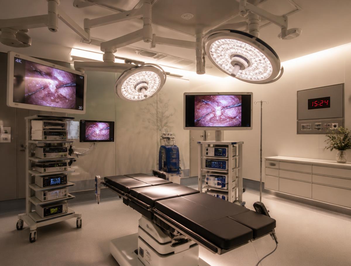 Modern operating theatre used for laparoscopic surgery
